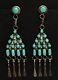 Vintage Native Zuni Sterling Silver & Petit Point Turquoise Chandelier Earrings