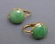 Vintage Natural Green Jade Round 14kyellow Gold Plated Dangle Stud Earrings