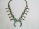 Vintage Navajo 23 Sterling Silver Squash Necklace Blue Turquoise With Earrings