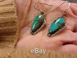 Vintage Navajo Bisbee Turquoise Sterling Silver Earrings