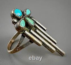Vintage Navajo Dainty Sterling Silver Turquoise Ring & Earrings Set