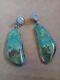 Vintage Navajo Earrings Sterling Silver And Turquoise Green Blue Browns Tested