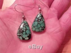 Vintage Navajo Indian Mountain Turquoise Sterling Silver Earrings