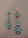 Vintage Navajo Indian Sterling Silver And Turquoise Dangle Earrings Pierced 3