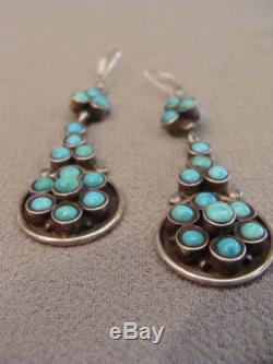 Vintage Navajo Indian Sterling Silver and Turquoise Dangle Earrings Pierced 3