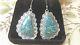 Vintage Navajo Large Blue Diamond Turquoise Sterling Silver Ruffled Earrings