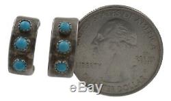 Vintage Navajo Native American Handmade Sterling Silver Turquoise Post Earrings