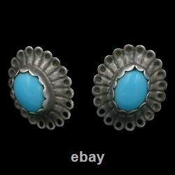 Vintage Navajo Native American Natural Turquoise Sterling Silver Post Earrings