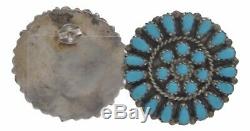 Vintage Navajo Native American Sterling Silver Turquoise Cluster Post Earrings