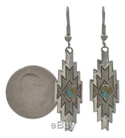 Vintage Navajo Native American Sterling Silver Turquoise Dangle Earrings