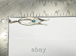 Vintage Navajo Ray Tafoya Signed Sterling Silver Turquoise Long Dangle Earrings