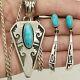 Vintage Navajo Signed Cj Turquoise Sterling Silver 925 Earrings Necklace Pendant