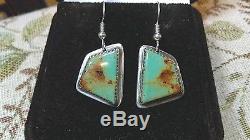 Vintage Navajo Spiderweb Ajax Turquoise Sterling Silver Earrings