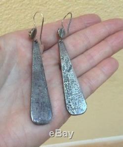 Vintage Navajo Sterling Silver Tufa Cast Earrings