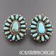 Vintage Navajo Sterling Silver Turquoise Petit Point Cluster Post Earrings