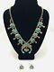 Vintage Navajo Sterling Turquoise Squash Blossom Necklace Naja Pendant +earrings