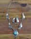 Vintage Navajo Turquoise Sterling Silver Necklace And Earrings Set