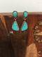 Vintage Navajo Two Stone Turquoise Rope Style Earrings 925 Sterling. Marked Cj