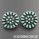 Vintage Navajo Zuni Sterling Silver Turquoise Petit Point Round Cluster Earrings