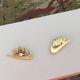 Vintage Nike Air Swoosh Earrings Sterling Silver Gold Plated Brand New