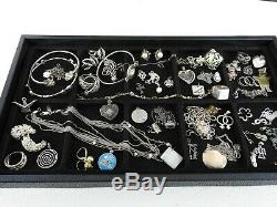 Vintage Now 925 Solid Sterling Silver Jewelry Lot Earrings Rings Bracelet Pins 4