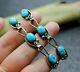 Vintage Old Pawn Navajo Native American Sterling Silver Turquois Long Earrings