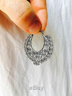 Vintage Oaxacan Filigree Earrings. Sterling Silver. Mexico. Frida Kahlo