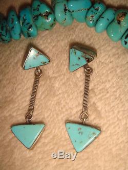 Vintage Old Pawn Navajo 1 3/4+ Sterling Silver & Turquoise Arrow Tip Earrings