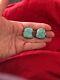 Vintage Old Pawn Navajo Sterling Silver Slab Royston Turquoise Clip Earrings