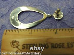 Vintage Open Oval 2 1/4 x 1 1/8 Dangling STERLING SILVER 0.925 Post Earrings