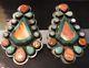 Vintage Oscar Betz Navajo Sterling Multi Stone Earrings With 12 Opals