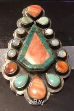 Vintage Oscar Betz Navajo Sterling Multi Stone Earrings with 12 Opals