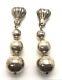 Vintage Oxidized Mexico Sterling Silver Shell Long Ball Dangle Clip-on Earrings