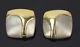 Vintage Pair Earrings Brushed Sterling Silver With Bas-relief 14k Gold Shapes