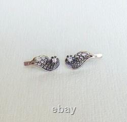Vintage Pair Stud Earrings Sterling Silver 925 Stone Jewelry Women's Beautiful