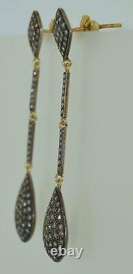 Vintage Pave 2.5 CTW Diamond 18K & Sterling Silver Earrings