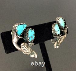 Vintage Pawn Navajo Louise Platero Sterling Silver Handmade Turquoise Earrings