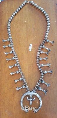 Vintage Pawn Navajo Sterling Silver Squash Blossom Necklace And Earrings