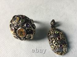 Vintage Pendant Ring Silver 925 Gild Ukriane Natural Stone Women's Jewelry topaz