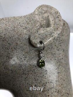 Vintage Peridot Earrings 925 Sterling Silver Genuine Stone Dangle