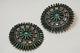 Vintage Petit Point Zuni Sterling Turquoise Earrings Marked Sg Native American