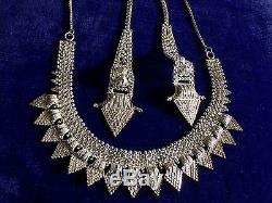 Vintage Pure Solid sterling silver Necklace & Earrings Set jewelry Made in India