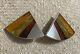 Vintage Rare Inlaid Multi Colored Baltic Amber Sterling Clip Earrings Poland