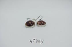Vintage Rare Mexican Fire Opal sterling Silver Signed David SM Allende Earrings
