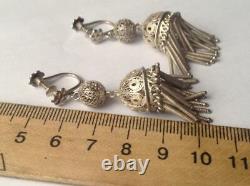 Vintage Rare Russian Earrings Filigree Sterling Silver 800 Woman's Jewelry 16.3g