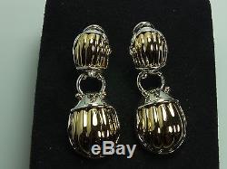 Vintage Rare Tiffany & Co. Scarab Earrings 18K Gold and Sterling Silver Two Tone