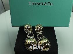 Vintage Rare Tiffany & Co. Scarab Earrings 750 Gold and Sterling Silver Two Tone