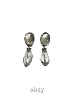 Vintage Rebecca Collins Quartz Drop/Dangle Sterling Silver Clip Earrings
