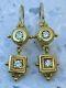 Vintage Round Cut Lab Created Diamond Wedding 14ct Yellow Gold Filled Earrings