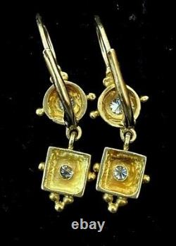 Vintage Round Cut Lab Created Diamond Wedding 14Ct Yellow Gold Filled Earrings